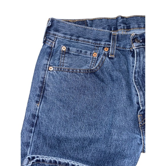 Levi's 505 Mens Denim Blue Jeans 32x30 Regular Fit Medium Wash 100% Cotton - Picture 3 of 11